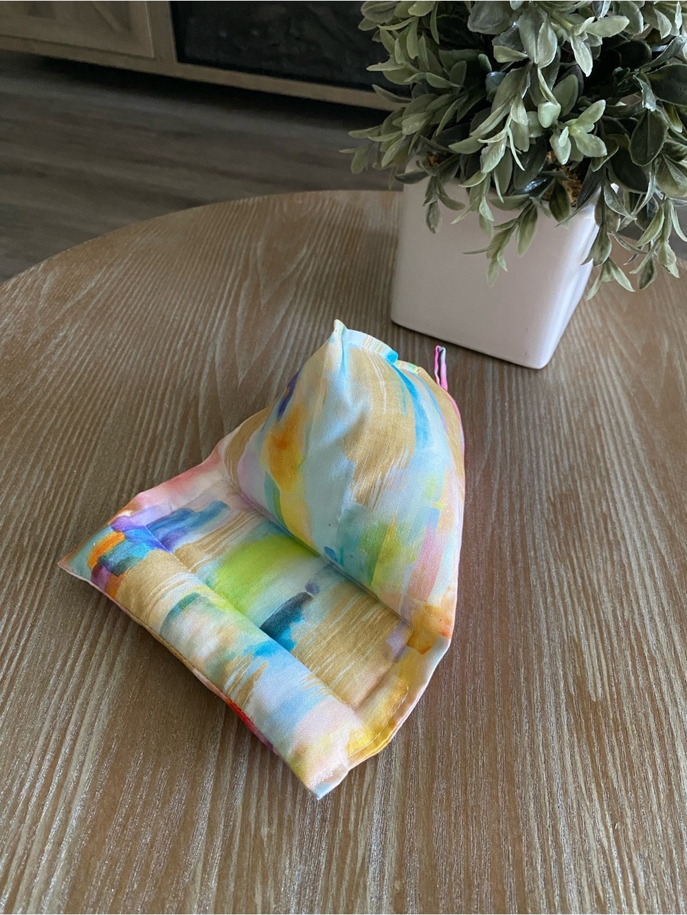 Phone Pillow Holder Pastel Multicolor Fabric
